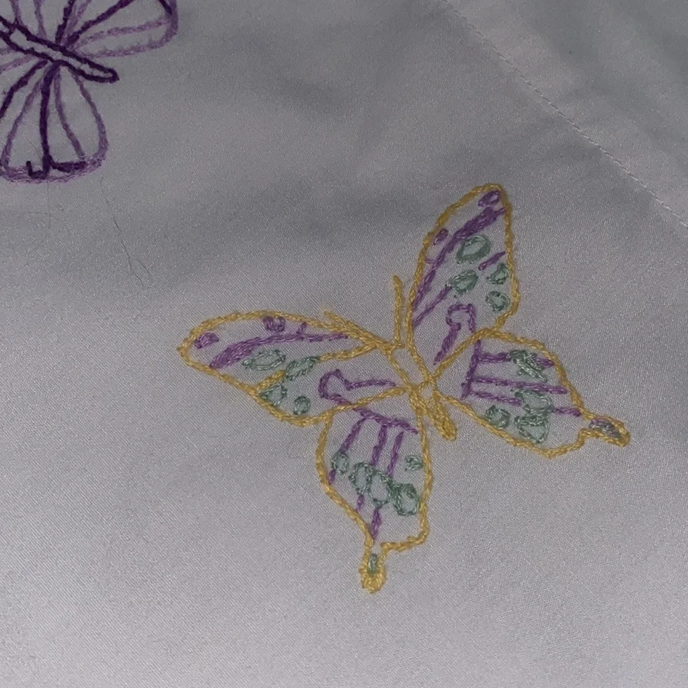 Martha Stewart Butterfly Embroidered Standard Pillowcase (1)‎